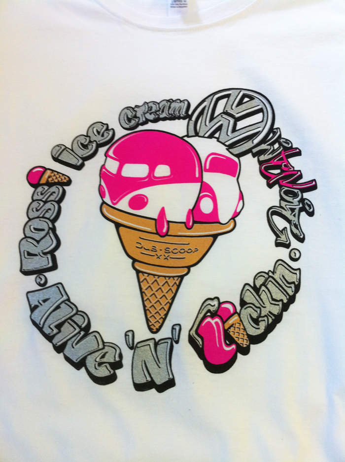 Whitenoise VW t shirts for rossi ice cream