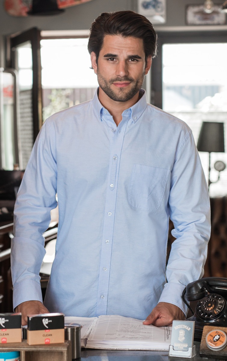 R920M Men's Long Sleeve Tailored Washed Oxford Shirt