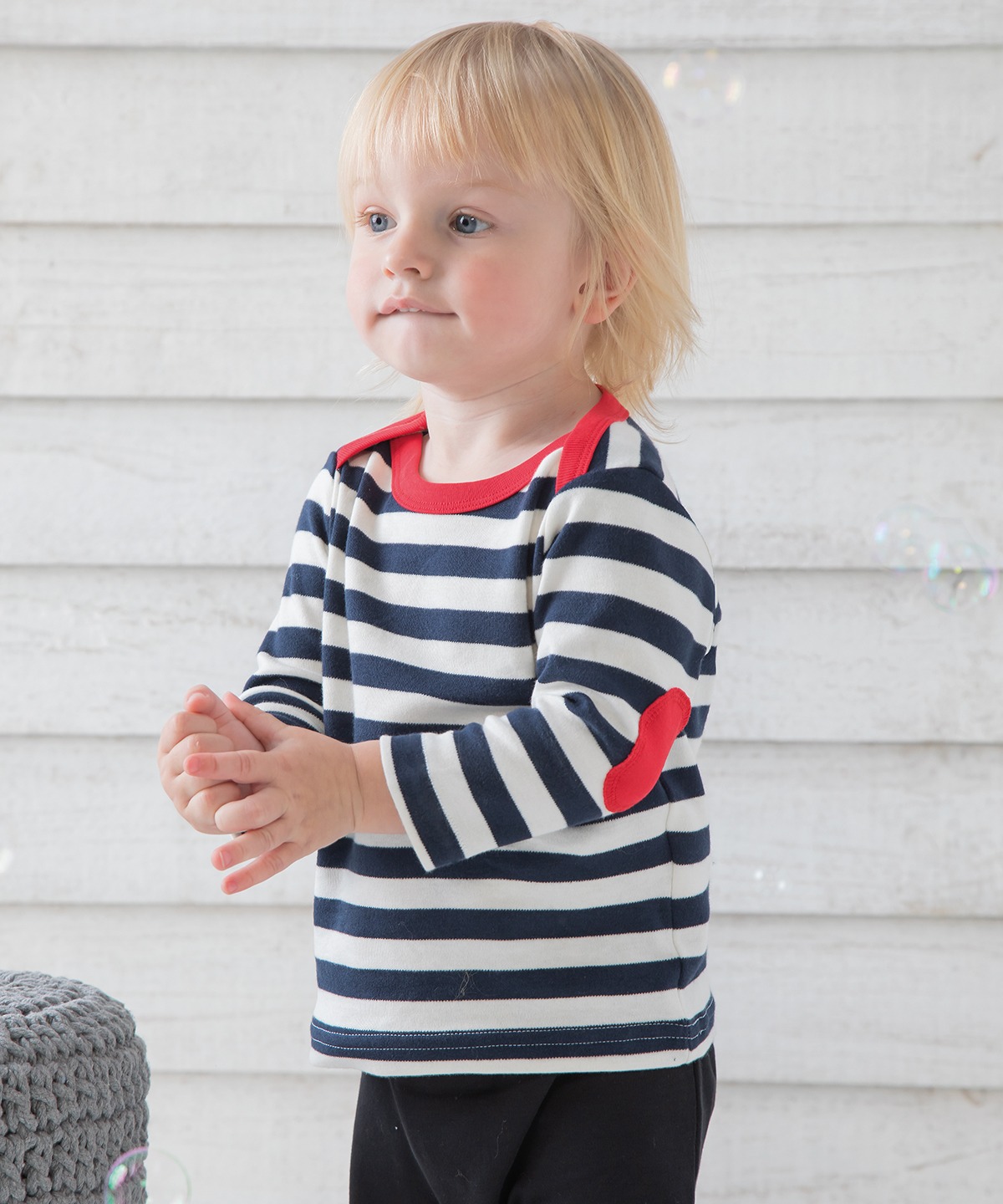 Baby Stripy Long Sleeve T (with elbow patches)