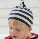 Baby stripy one-knot hat